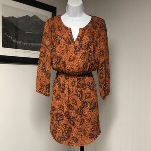 NWT DR2 Orange Brown Paisley Floral Sundress Sleeves Size M